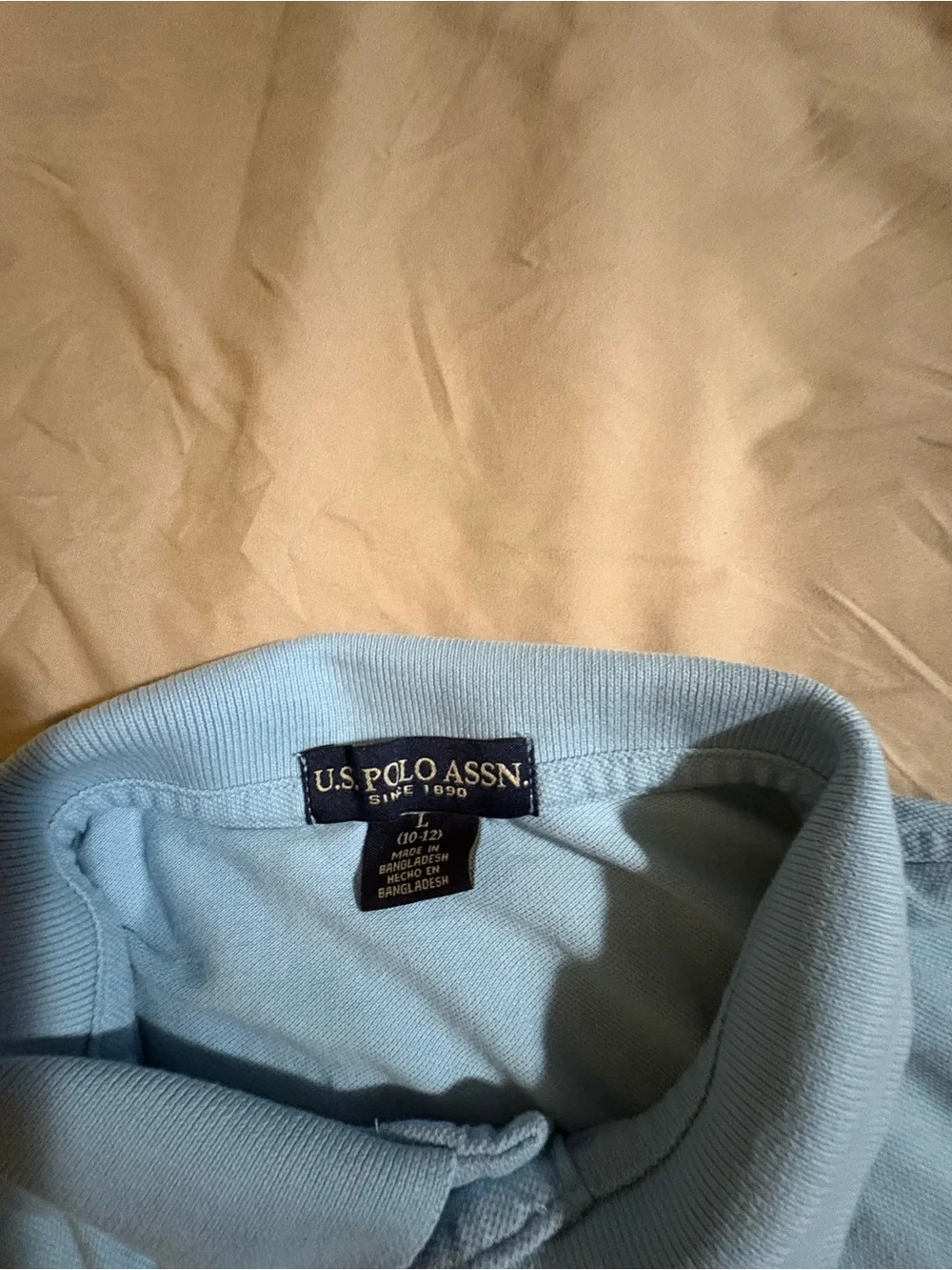U.S. Polo Assn. Boys Light Blue Polo Shirt Embroidered Logo Size L 10-12